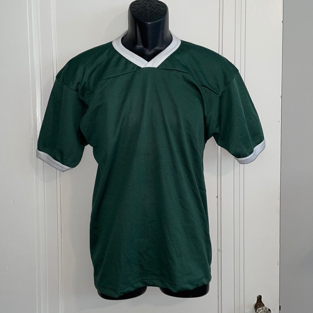 Nwot Vtg 80s Gator Athletics dark green mesh jersey T-shirt with white trim
